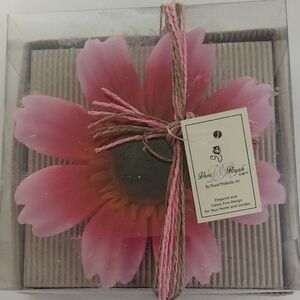 Large Pink Flower Candle Decor 6" New